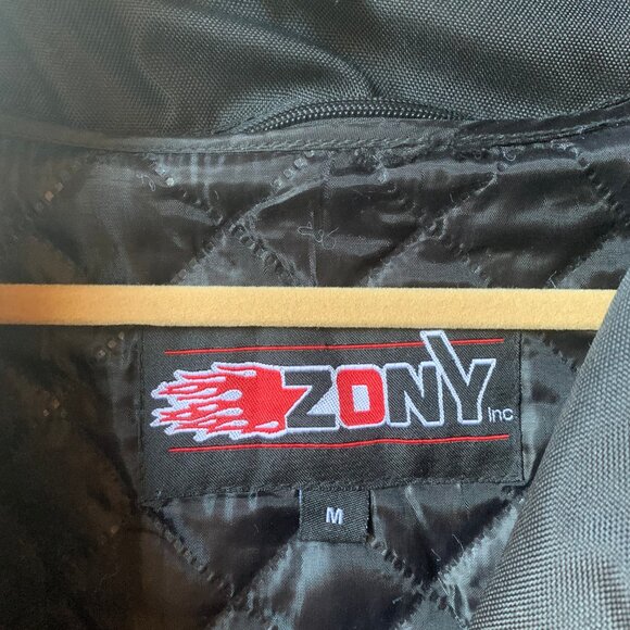 Motorcycle Jacket, Black with Orange Accents & Removable Quilted Liner, Medium - Picture 3 of 6